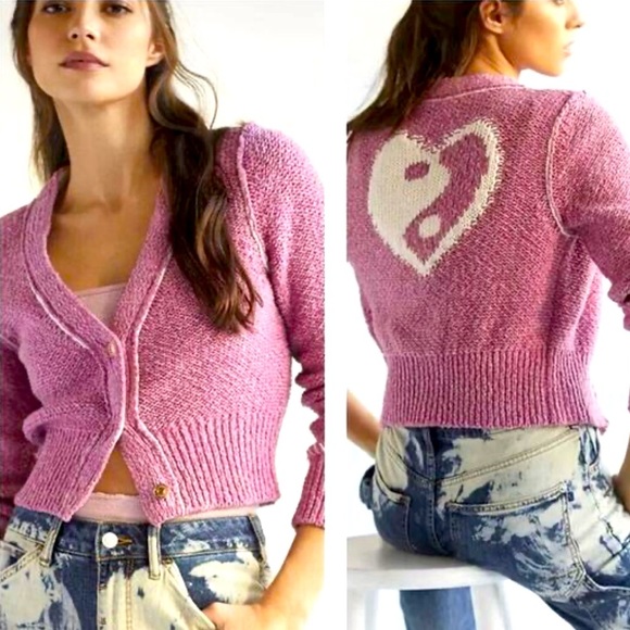 Anthropologie Sweaters - Anthropologie Pilcro Icon Yin Yang Cardigan sweater S Pink